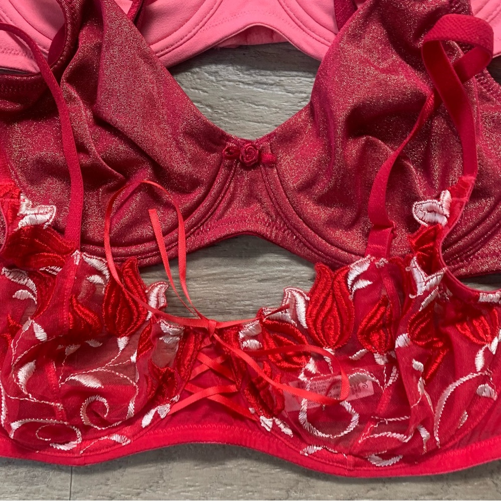 Victoria Secret 3 Vintage y2K Underwire Bras Shimmer Sheer Lace - Picture 2 of 14
